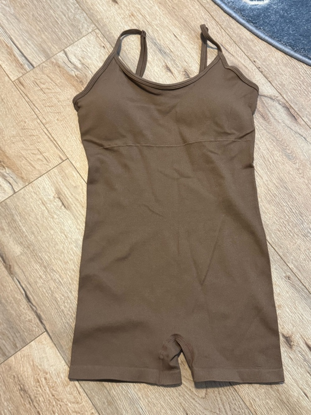 Brown Ribbed Sleeveless Jumpsuit Romper